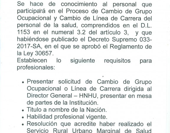 COMUNICADO CAMBIO GRUPO OCUPACIONAL