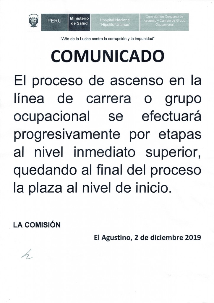 COMUNICADO PROCESO DE ASCENSO Y CAMBIO DE GRUPO OCUPACIONAL 2