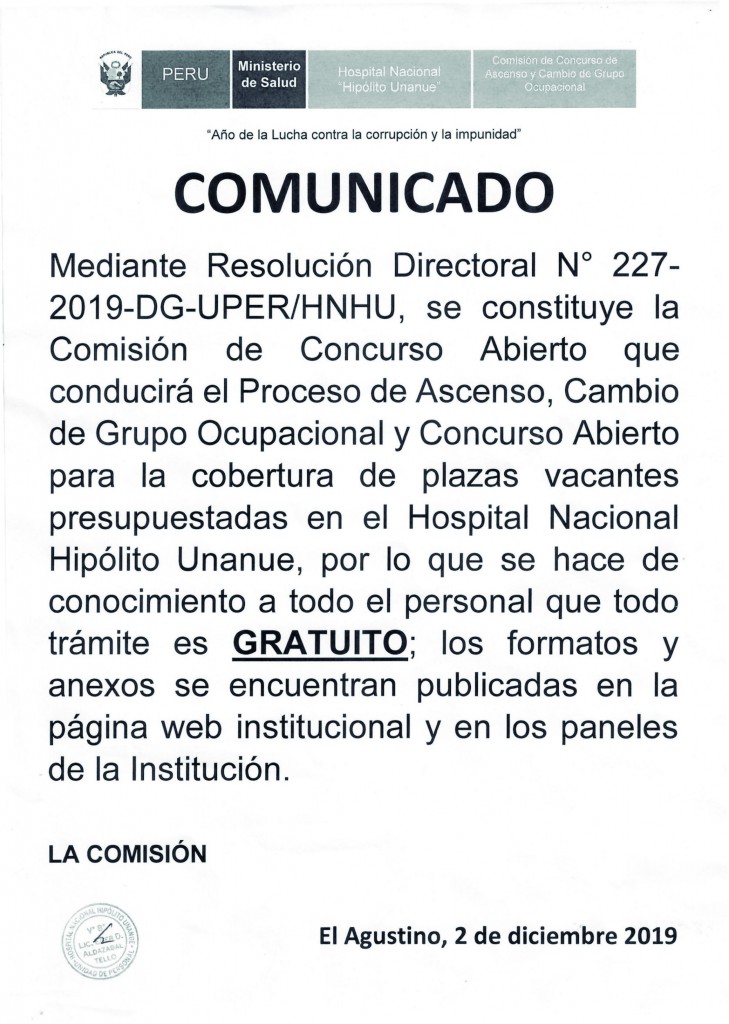 COMUNICADO PROCESO DE ASXCENSO Y CAMBIO DE GRUPO OCUPACIONAL