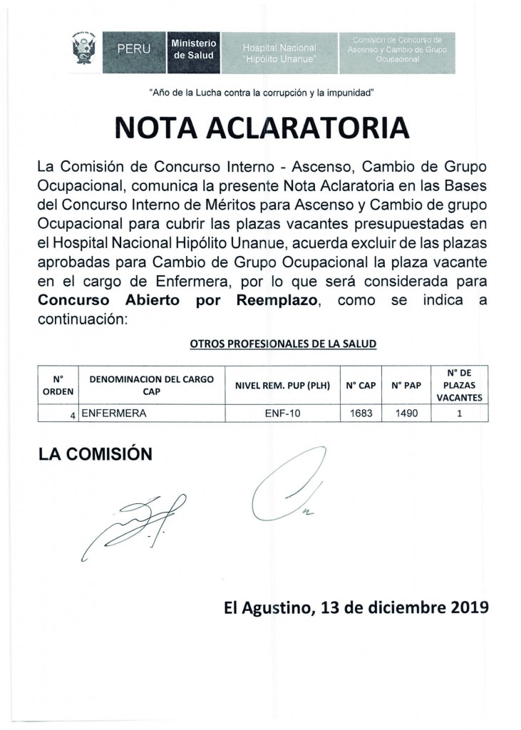 NOTA ACLARATORIA CAMBIO DE GRUPO OCUPACIONAL 2