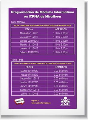 Participemos en los módulos informativos en el ICPNA  de Miraflores.